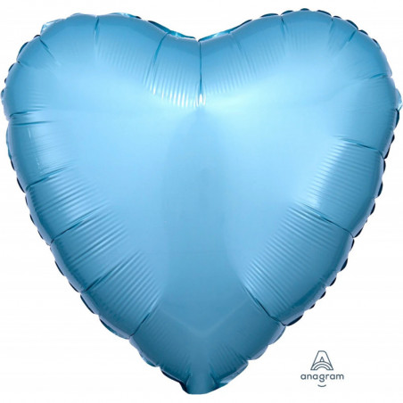 Ballon Mylar Cœur Bleu Pastel Nacré