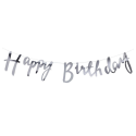 Banderole Happy Birthday Argentée – Party Deco