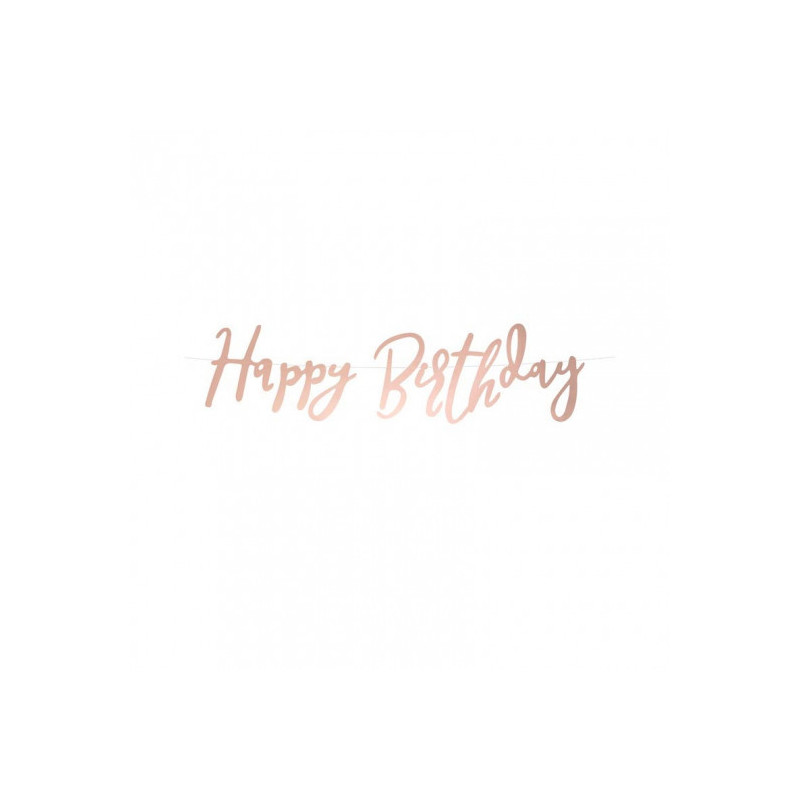 Banderole Happy Birthday Rose Gold – Party Deco