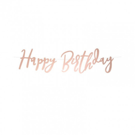 Banderole Happy Birthday Rose Gold – Party Deco