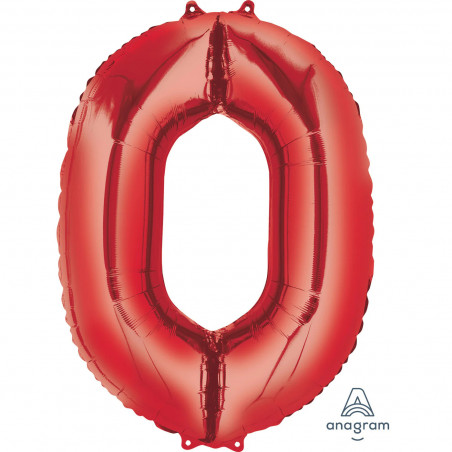 Ballon Alu Chiffre 0 Zéro - Rouge Anagram