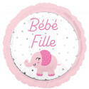 Ballon Rond  Bébé Fille Elephant Rose pastel