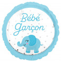 Ballon Rond Bébé Garcon Elephant Bleu Pastel