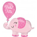 Ballon XL Bébé Fille Eléphant rose pastel SuperShape Anagram