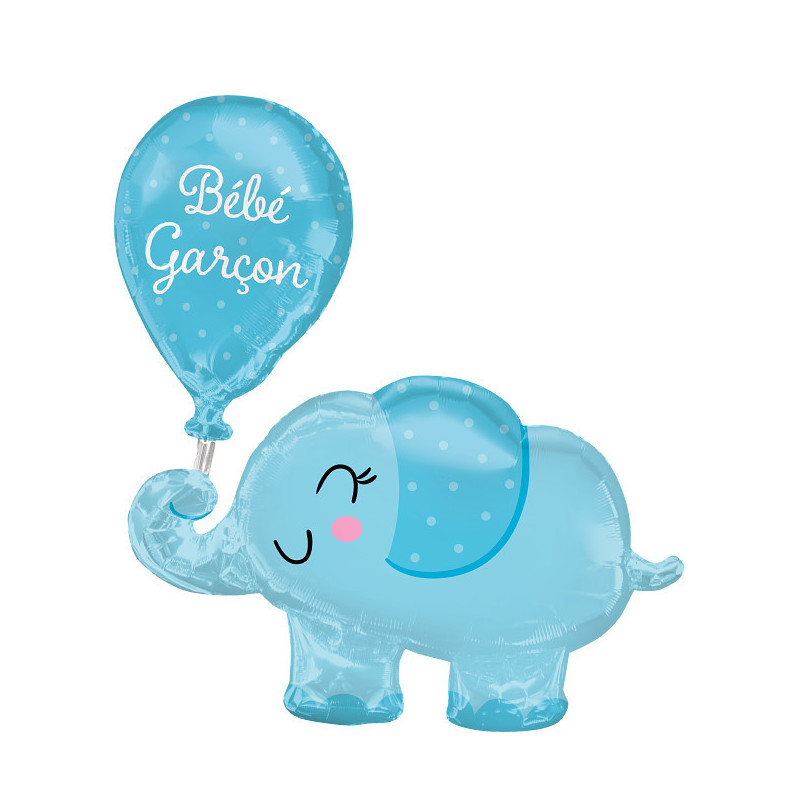 Ballon XL Bébé Garcon Eléphant Bleu pastel