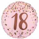 Ballon Rond Anniversaire Rose poudré - 18 ans