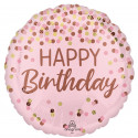 Ballon Rond Anniversaire Rose Poudré Happy Birthday Pretty Pink