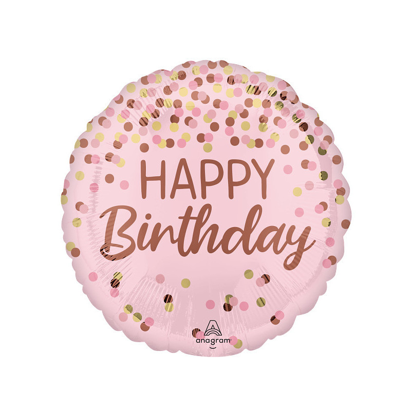 Ballon Rond Anniversaire Rose Poudré Happy Birthday Pretty Pink