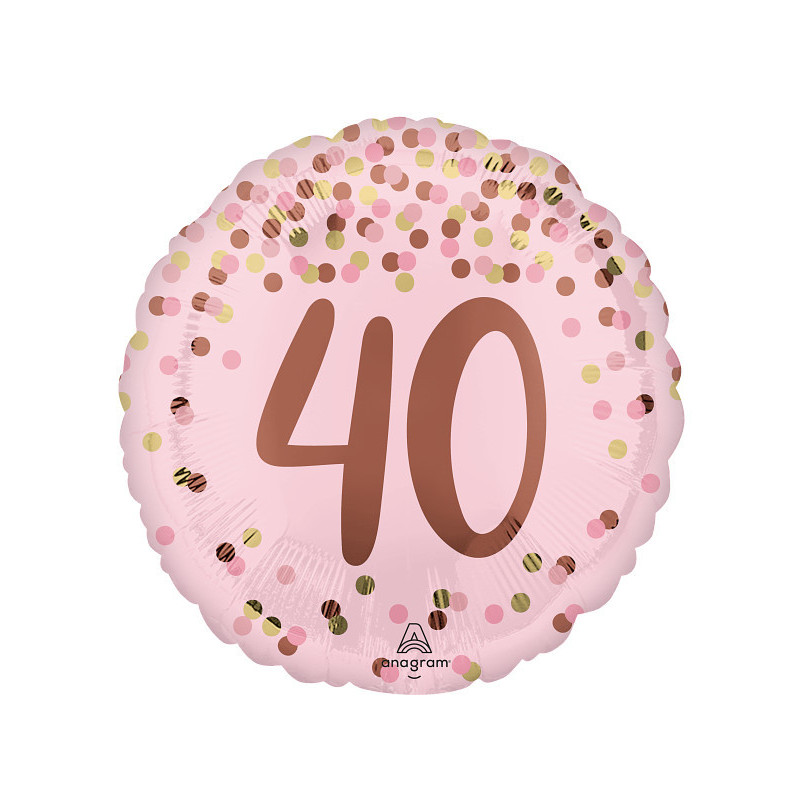 Ballon Rond Anniversaire Rose poudré - 40 ans