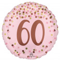 Ballon Rond Anniversaire Rose poudré - 60 ans