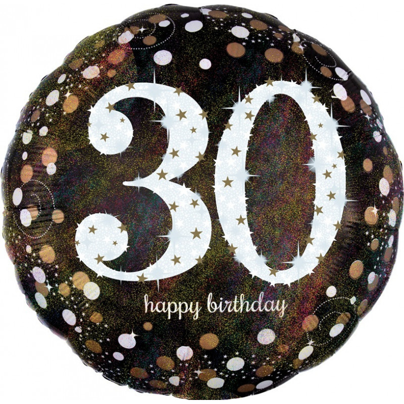 Ballon XL Anniversaire 30 ans Noir à confettis Anagram