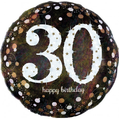 Ballon XL Anniversaire 30 ans Noir à confettis Anagram