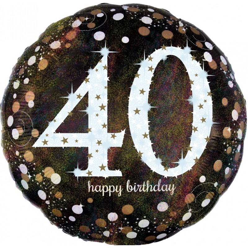 Ballon XL Anniversaire 40 Ans Noir à Confettis Anagram
