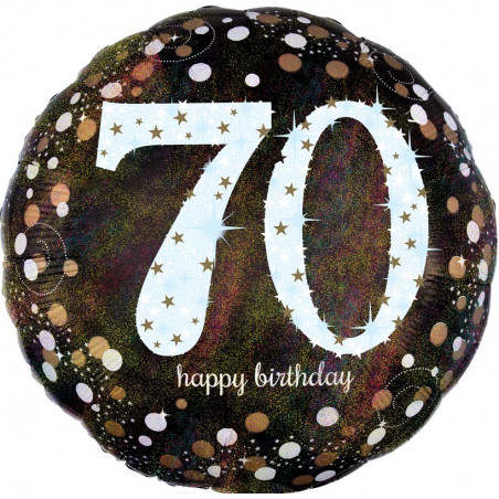 Ballon XL Anniversaire 70 Ans Noir à Confettis Anagram