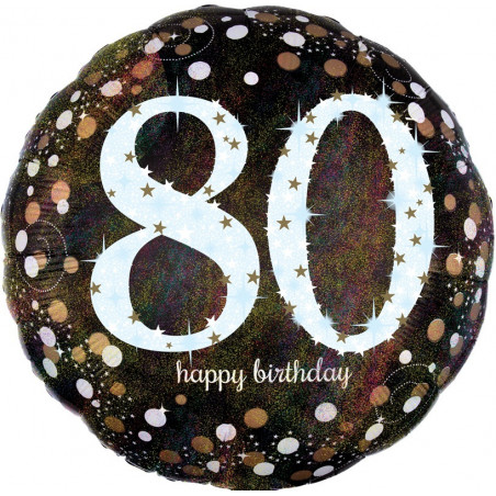 Ballon XL Anniversaire 80 Ans Noir à Confettis Anagram