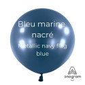 Ballons latex  5" ROND - 13CM - Bleu marine nacré Metallic Navy Flag Blue Anagram