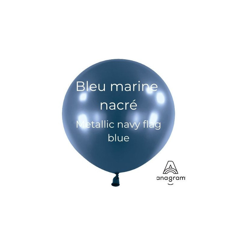 Ballons latex  5" ROND - 13CM - Bleu marine nacré Metallic Navy Flag Blue Anagram