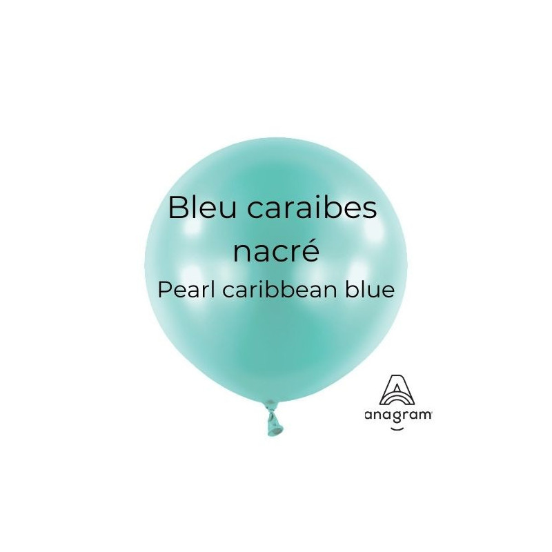 Ballons latex 5" ROND - 13CM  - Bleu caraibe nacré Pearl Caribbean blue Anagram