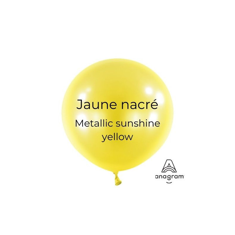 Mini Ballons latex 5" ROND - 13CM - Jaune nacré Metallic Sunshine Yellow Anagram