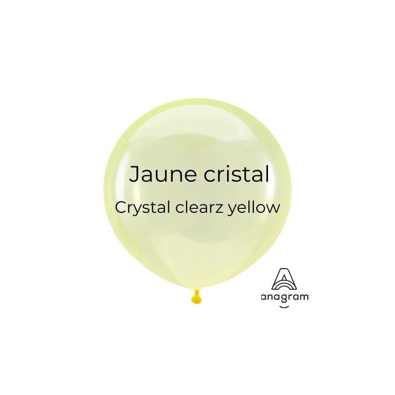 Ballons latex 5" ROND - 13CM - Jaune cristal transparent Crystal Clearz Yellow Anagram