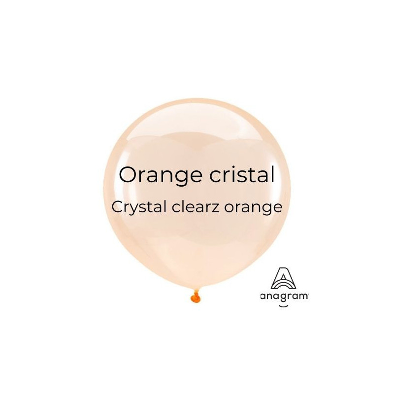 Mini Ballons latex 5" ROND - 13CM - Orange cristal transparent Crystal Clearz Anagram
