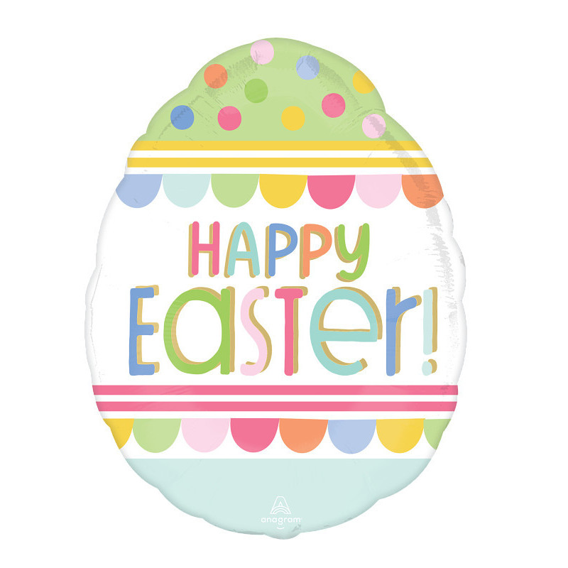 Ballon Oeuf de Pâques "Happy Easter" Pastel