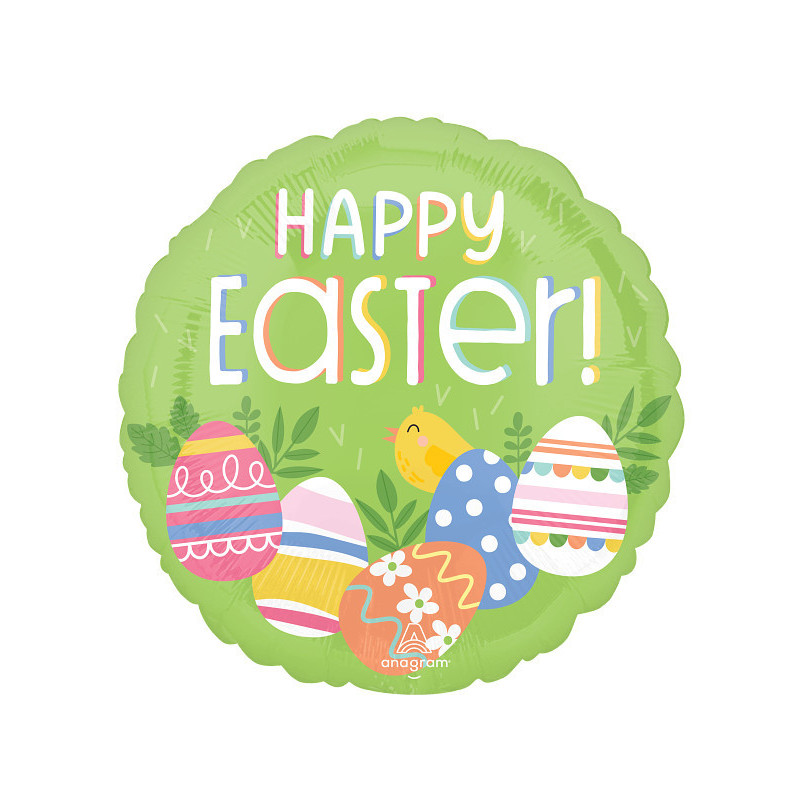Ballon Rond "Happy Easter" Pâques Pastel Décoration anagram