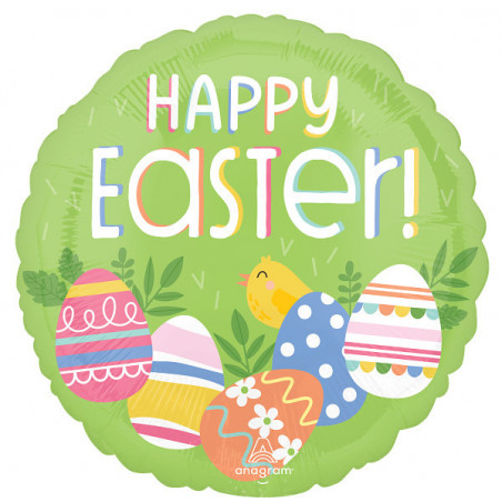 Ballon Rond "Happy Easter" Pâques Pastel Décoration anagram