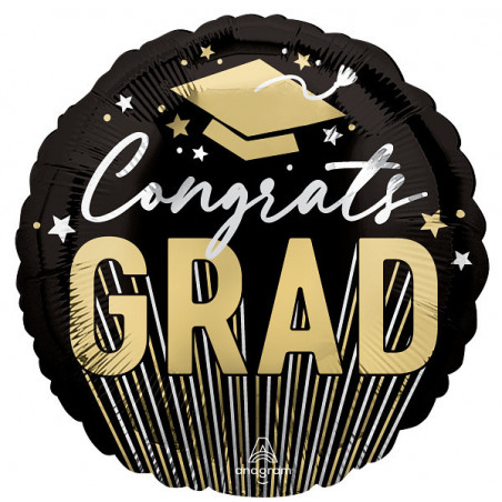 Ballon Rond Congrats Grad - Stripes on Stripes Grad Anagram