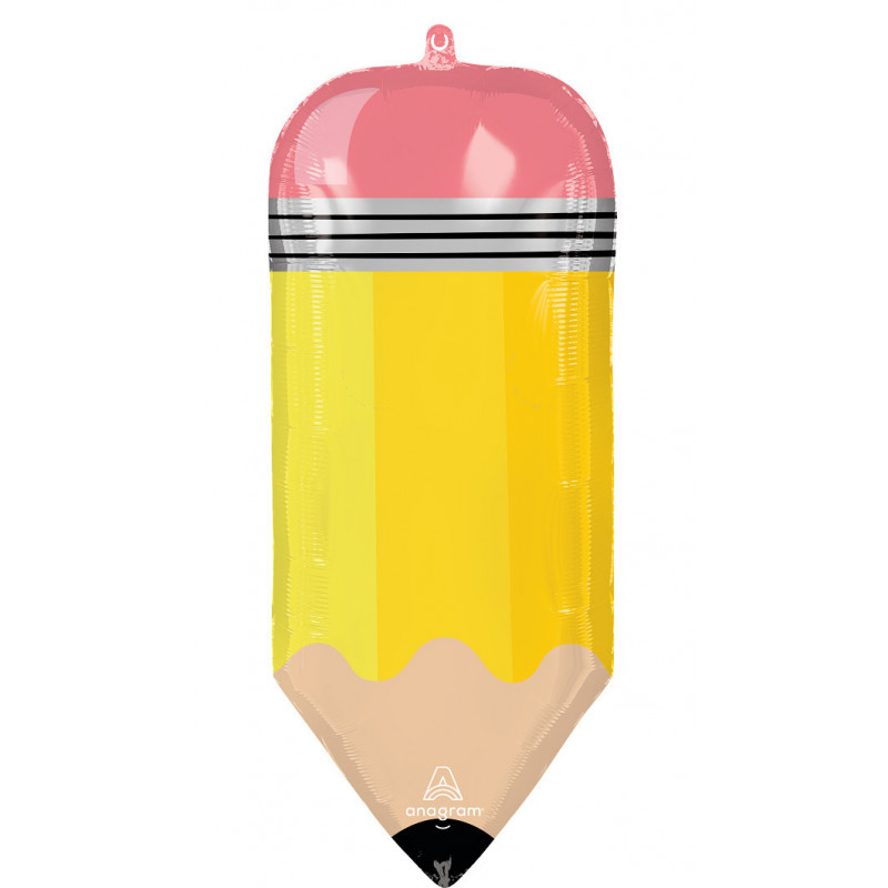Ballon XL Crayon de papier jaune Rentrée des classes