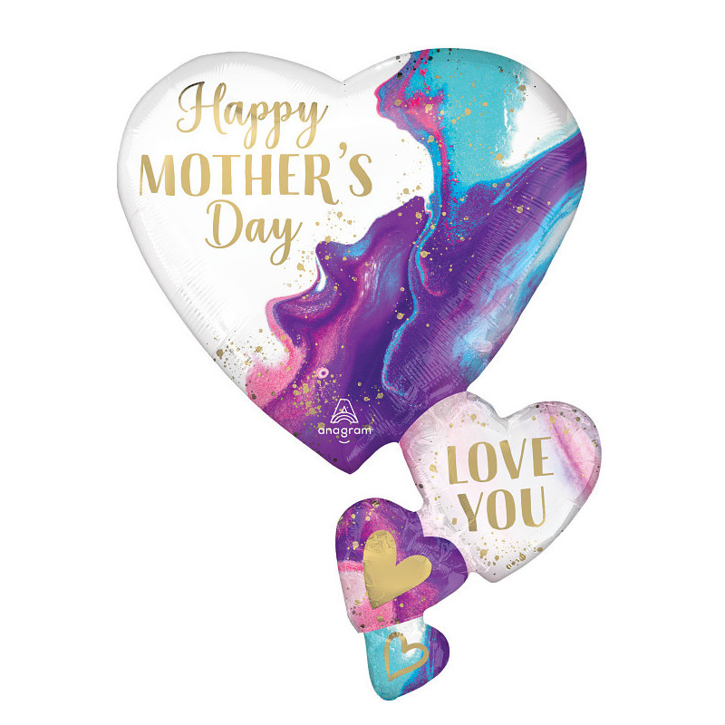 Ballon XL Cascade de Cœurs Fête des Mères - Mother's Day Alluring Marble Hearts