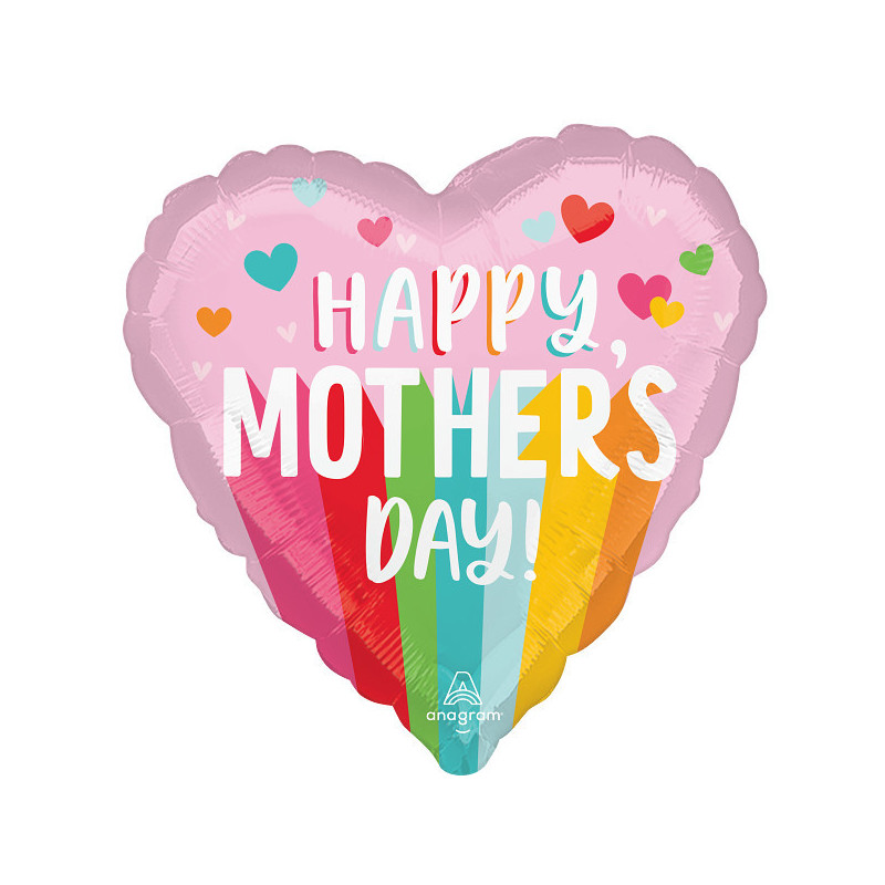 Ballon Coeur Fête des Mères - Happy Mother's Day Bright Stripes Anagram