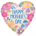 Ballon Coeur Fête des Mères et fleurs - Happy Mother's Day Botanical Lines Anagram