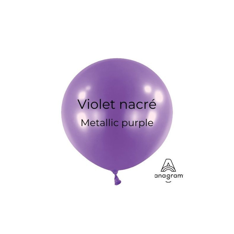 Ballons latex  11" ROND - 28CM - Violet nacré Metallic Purple Anagram