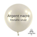 Ballons latex 11" ROND - 28CM  - Argent nacré Metallic Silver Anagram