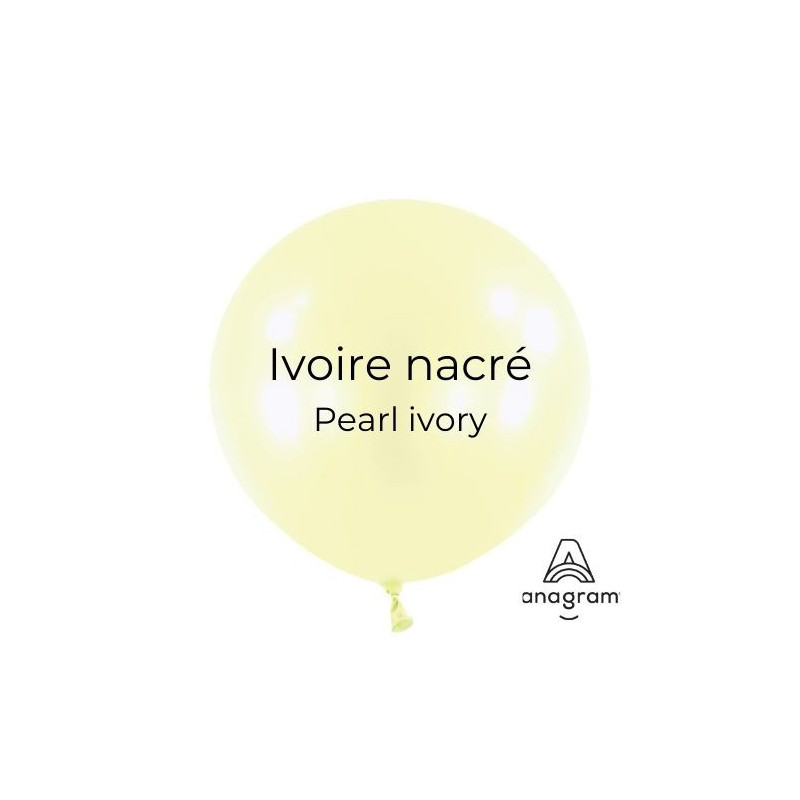 Ballons latex 11" ROND - 28CM  - Ivoire nacré Pearl Ivory Anagram