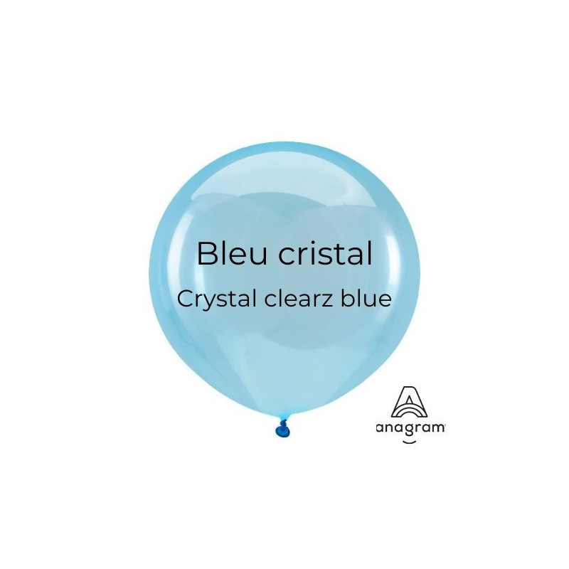 Ballons latex 11" ROND - 28CM - Bleu cristal Crystal Clearz Blue Anagram
