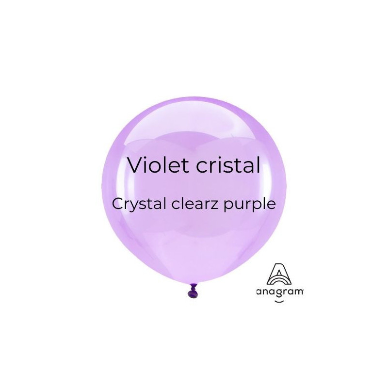 Ballons latex 11" ROND - 28CM - Violet cristal Crystal Clearz Purple Anagram