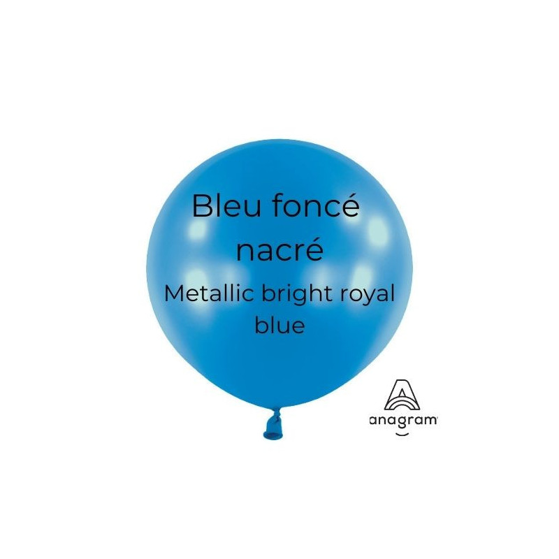 Ballons latex 11" ROND - 28CM - Bleu foncé nacré Anagram