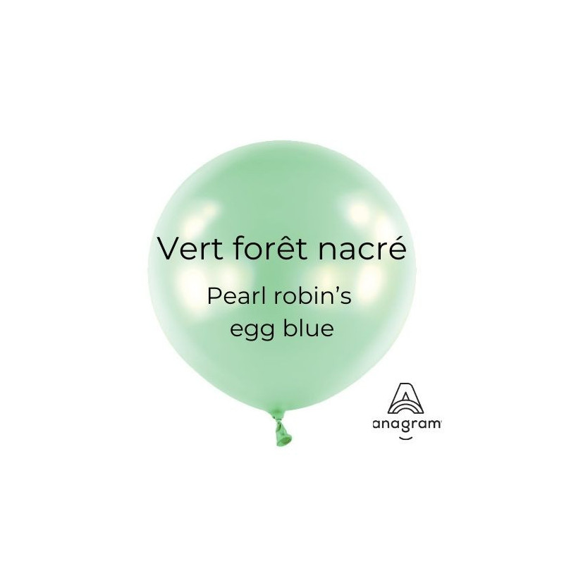 Ballons latex 11" ROND - 28CM - Vert forêt nacré Pearl Robin's Egg Blue Anagram