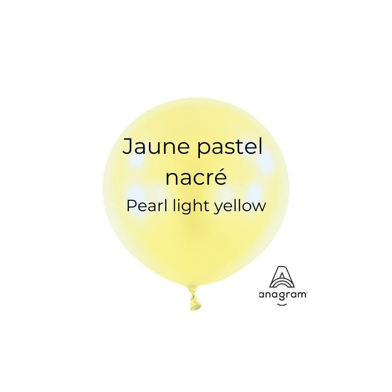 Ballons latex 11" ROND - 28CM - Jaune pastel nacré Pearl Light Yellow