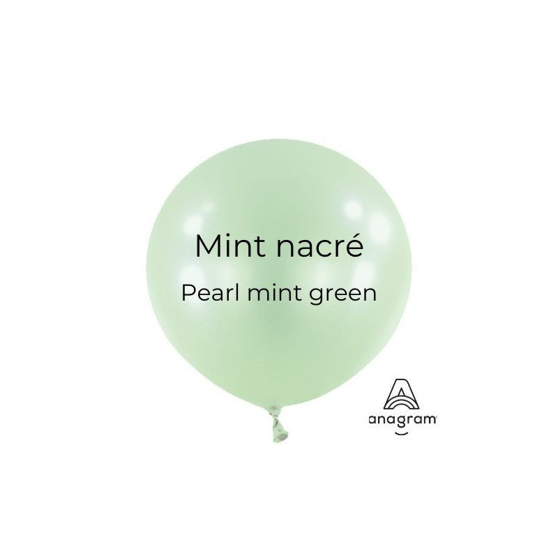 Ballons latex 11" ROND - 28CM - Mint nacré Pearl Mint Green Anagram