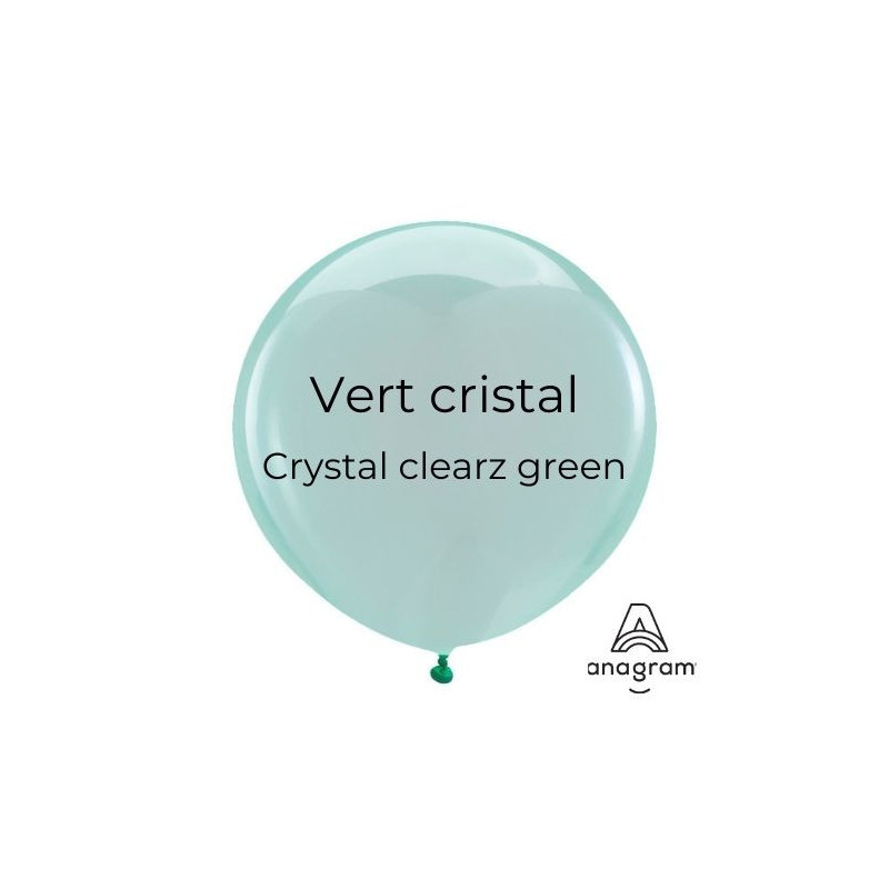 Ballons latex 11" ROND - 28CM - Vert cristal Crystal Clearz Green Anagram