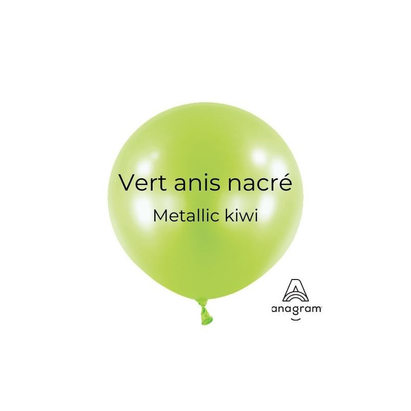 Ballons latex 11" ROND - 28CM - Vert anis nacré Metallic Kiwi Anagram