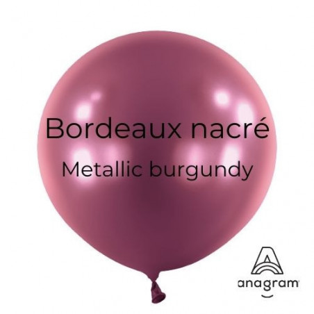 Ballons latex  24" ROND - 60CM  - Bordeaux nacré Metallic Burgundy Anagram