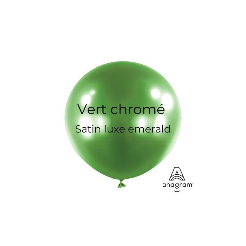 Ballons latex 24" ROND - 60CM  - Vert chromé Satin Luxe Emerald anagram