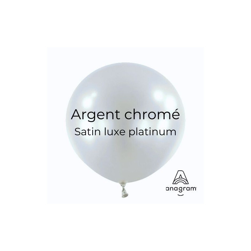 Ballons latex 24" ROND - 60CM - Argent chromé Platinium Anagram