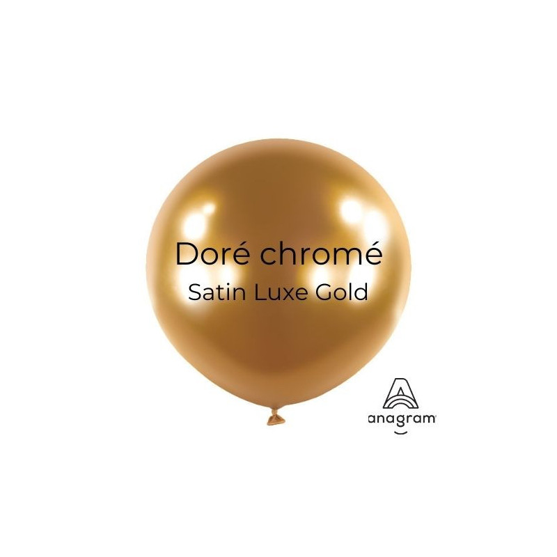Ballons latex 24" ROND - 60CM - Doré chromé Satin Luxe Gold Anagram