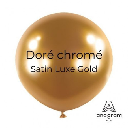 Ballons latex 24" ROND - 60CM - Doré chromé Satin Luxe Gold Anagram