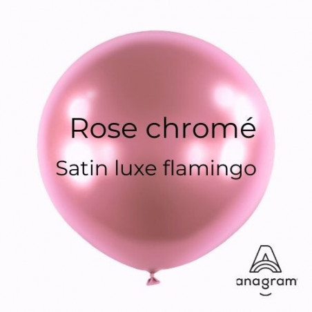 Ballons latex 24" ROND - 60CM - Rose chromé Satin Luxe Flamingo Anagram